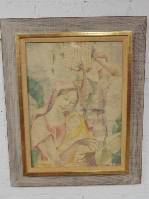 Watercolor, 2 women, signed Romeo Y. Tabuena 1954 (1 of 7)