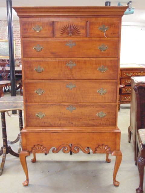 Eldred Wheeler tiger maple chest on frame (1 of 7)