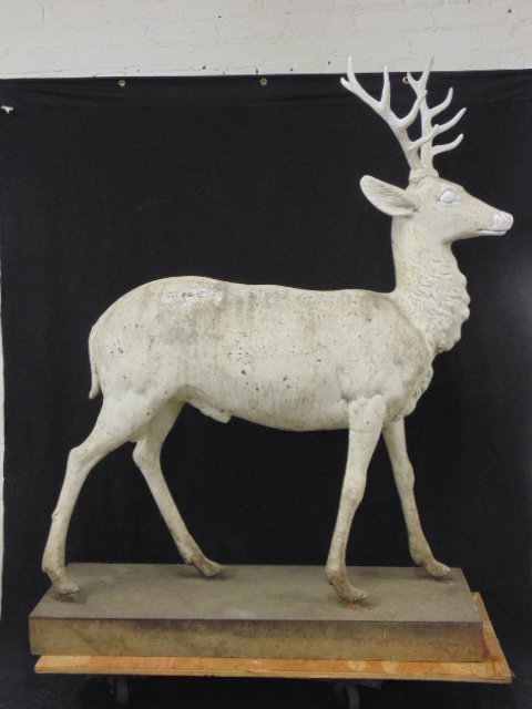 Victorian life size cast iron deer on base (1 of 10)