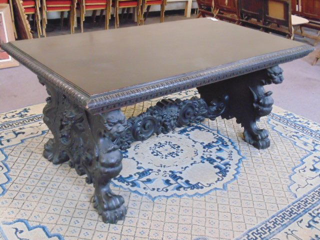 Carved base renaissance revival table (1 of 10)