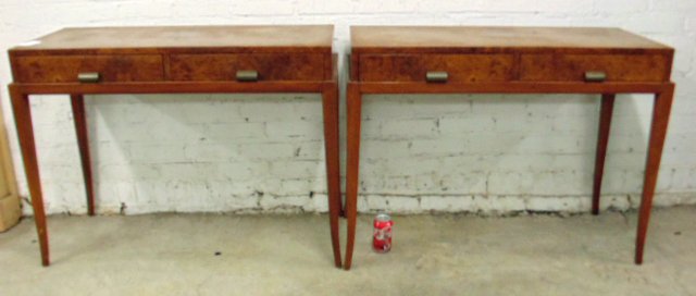 Pair Parzinger burl wood 6440 consoles with 2 drawers (1 of 10)