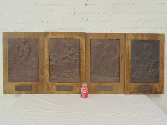 Set 4 copper relief plaques, Norman Rockwell (1 of 9)