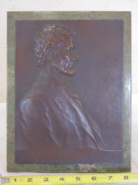 Bronze plaque, Abraham Lincoln, by Y.D. Brenner (1 of 8)