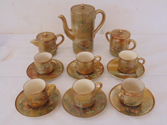 Japanese Satsuma 9 piece tea set, signed (1 of 10)