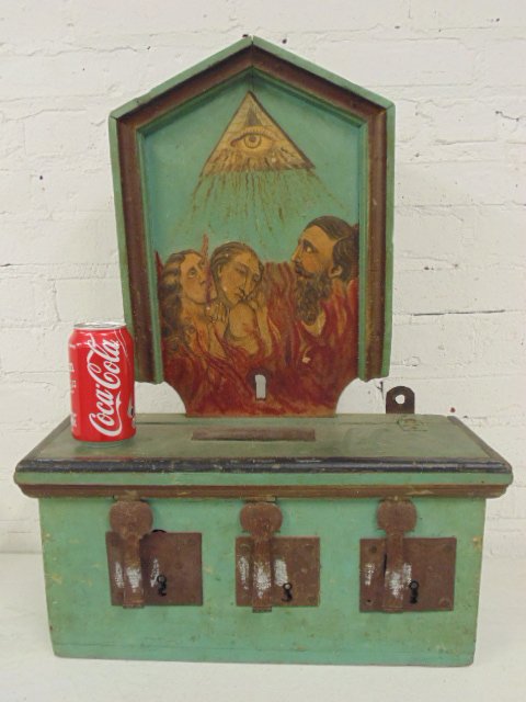 Paint decorated alms box (1 of 6)