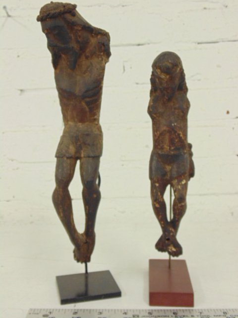 2 early carved Christ figures on stands (1 of 7)
