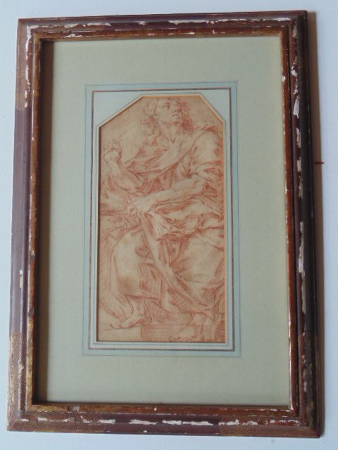 18th Century Italian old master drawing, figure in robe (1 of 5)