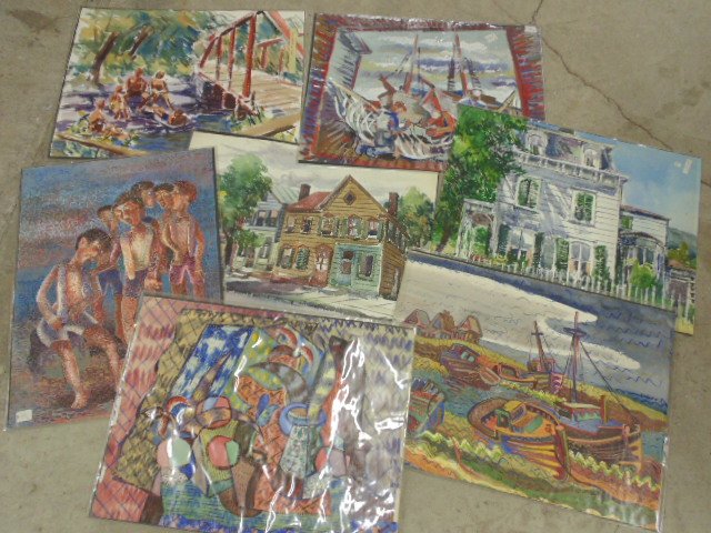 Collection of 9 watercolors by Louis Wolchonock (1 of 10)