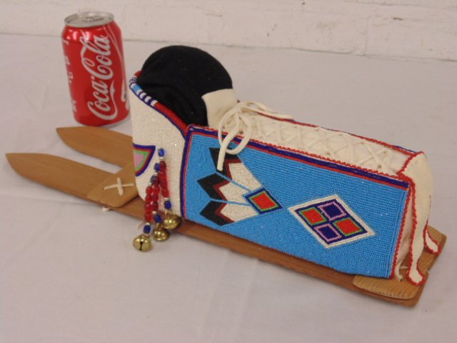 Native Indian beaded toy cradle board, Richard Aitson (1 of 7)
