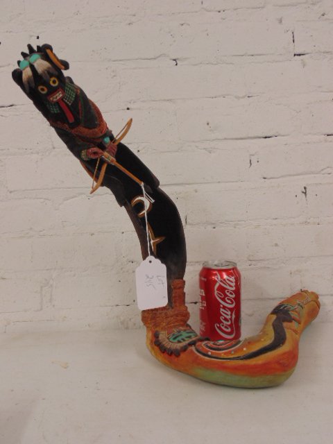 Carved American Indian (Hopi) totem pole, signed Marlon (1 of 10)