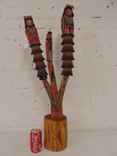 Hopi triple totem pole, signed Marlon Huma (1 of 10)
