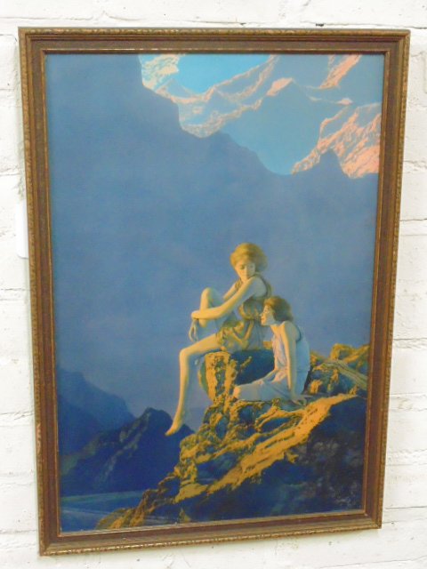 Maxfield Parrish print, "Contentment": Maxfield Parrish print, "Contentment", 21.5" by 14.25", good condition