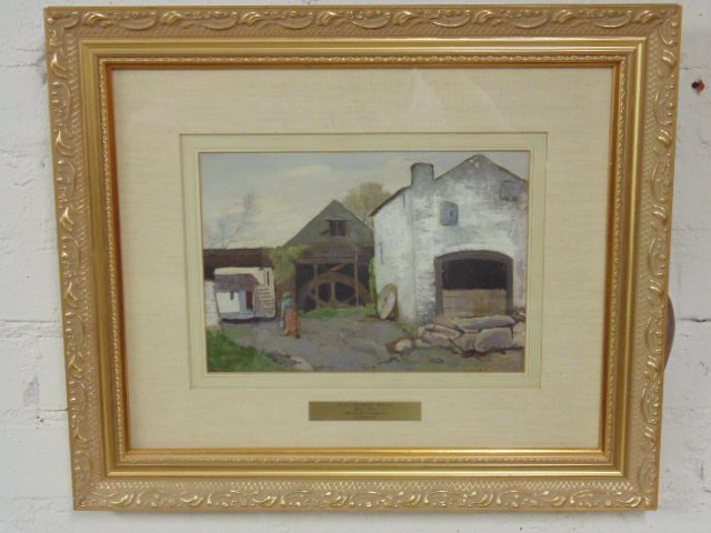Watercolor, farm scene, J.F.M. (Jean-Francois Millet) (1 of 9)