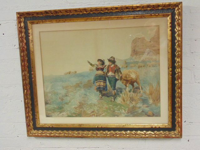 Italian watercolor, signed Domenico de Angelis, Roma (1 of 6)