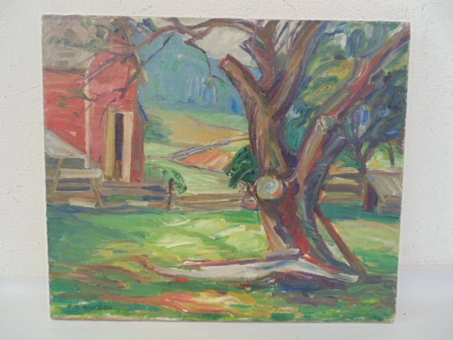Painting, landscape, barn,  Earle Bartrom Winslow (1 of 6)