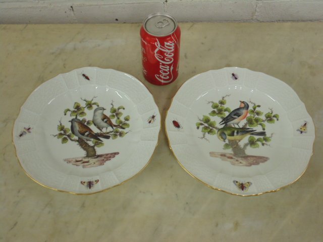 2 Meissen plates, hand painted with birds & insects (1 of 7)