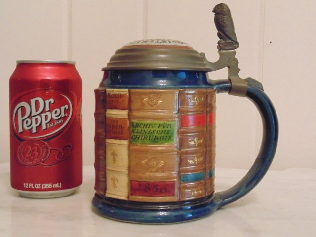 German Mettlach stein #2001; book decorated (1 of 6)