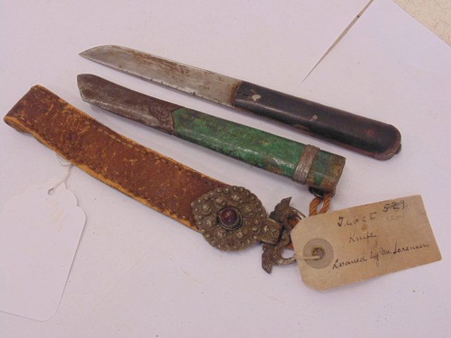 Early Tibet knife, leather & metal strap (1 of 6)