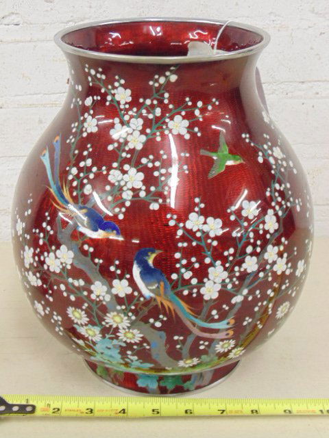Asian enamel, cloisonne vase (1 of 8)