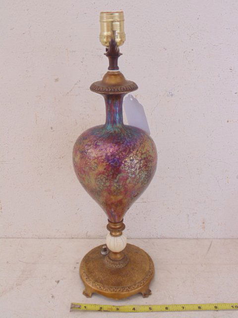 Cassidy & Tiffany art glass, bronze base lamp (1 of 8)