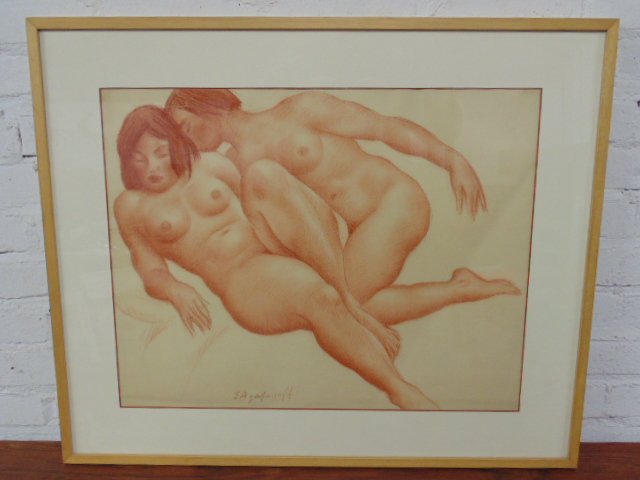 Drawing, study nudes, signed Evgeniy Agafonov (1 of 4)