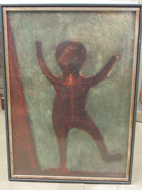 Lithograph in colors, figure in red,  Rufino Tamayo (1 of 6)