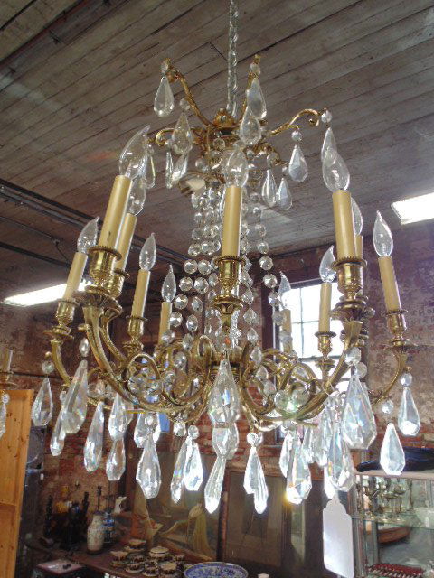 Crystal & brass chandelier, 12 arms (1 of 6)