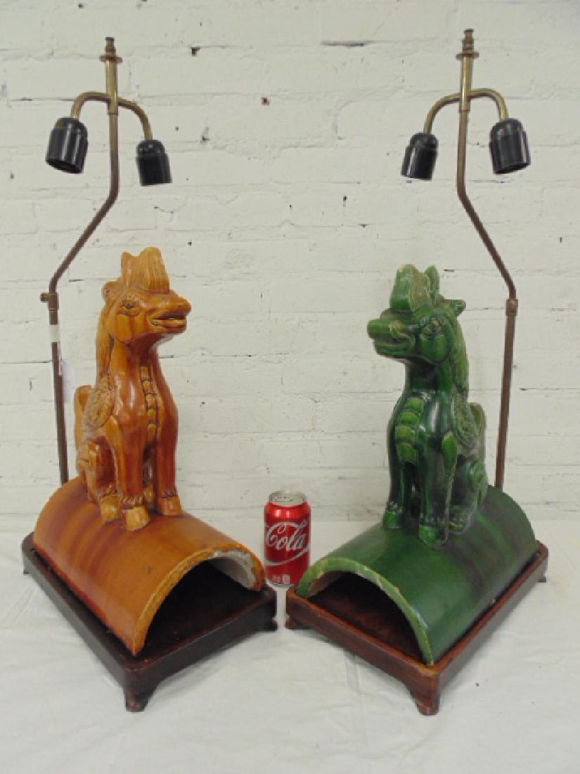 2 Chinese rooftop dragon form tile finials (1 of 6)