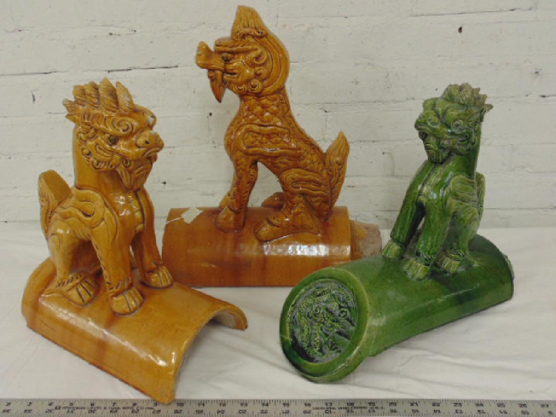 3 Rooftop dragon form tile finials (1 of 9)