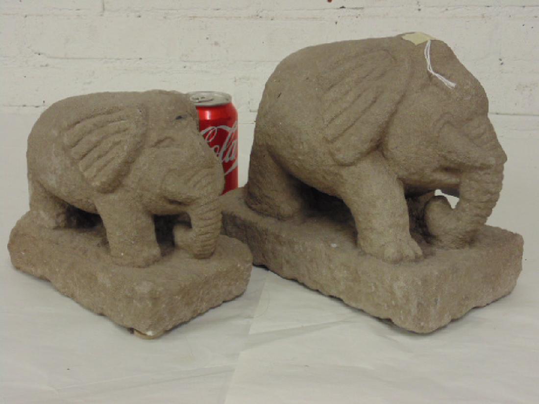 2 early carved stone Asian elephants (1 of 5)