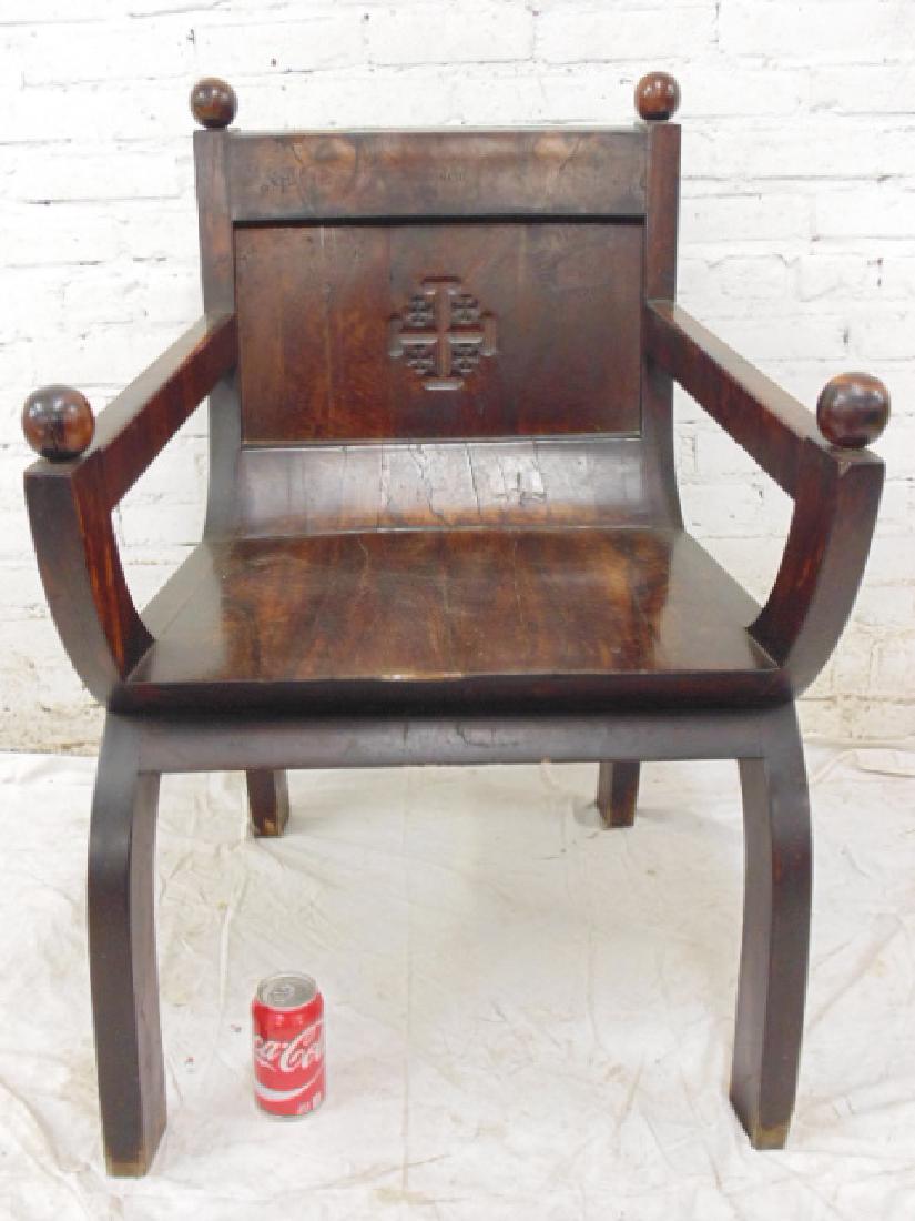 19th Century olive wood chair, "Jerusalem" (1 of 7)