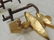 Pair gilt bronze andirons after Giacometti - 7