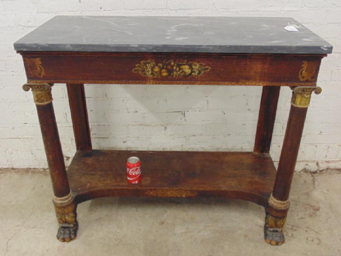 19th C. rosewood partial gilt pier table, marble top (1 of 9)