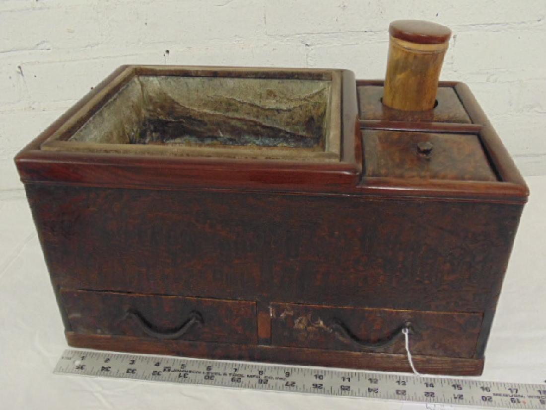 Japanese hibachi, copper lined, rosewood (1 of 9)