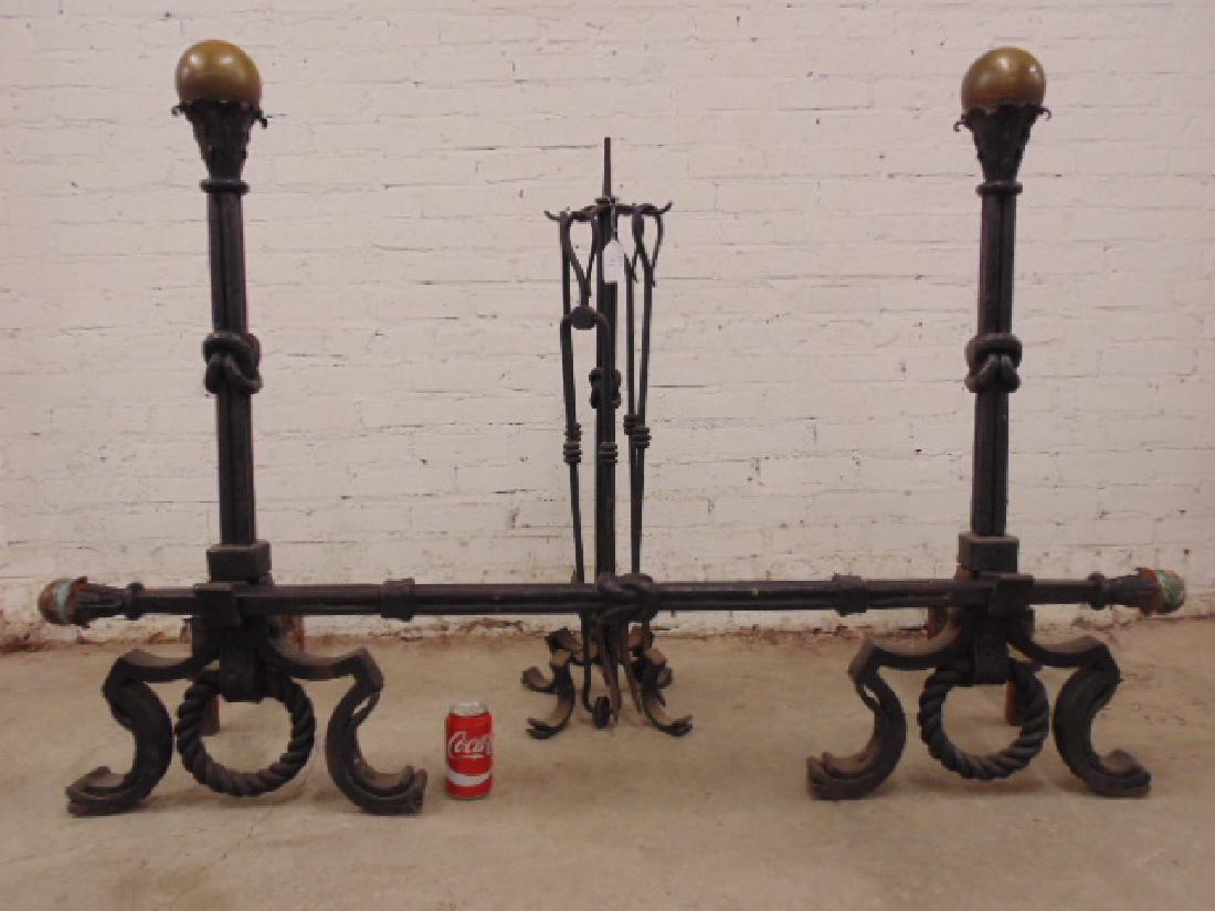 Art deco wrought iron hearth set (1 of 10)