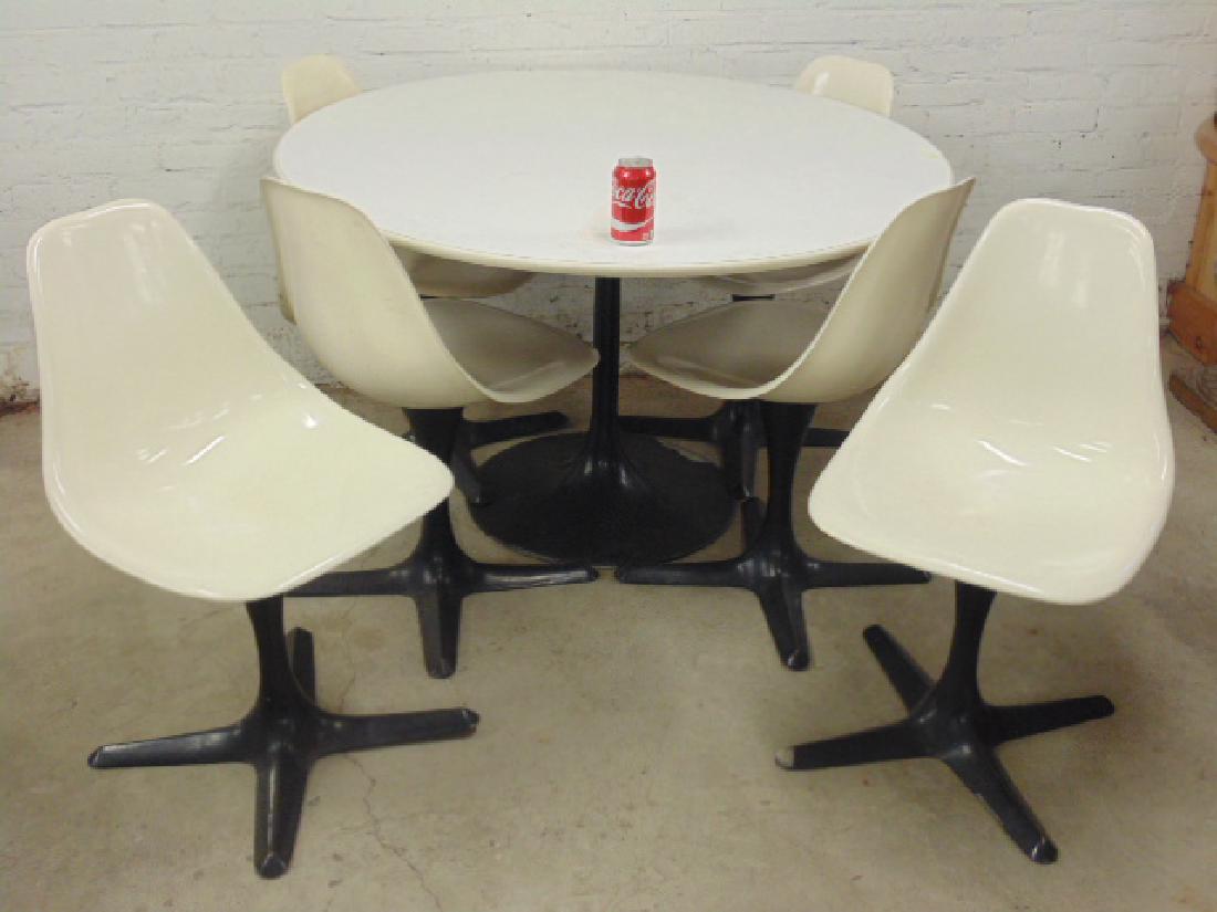 Round mid Century table with 6 shell chairs (1 of 7)