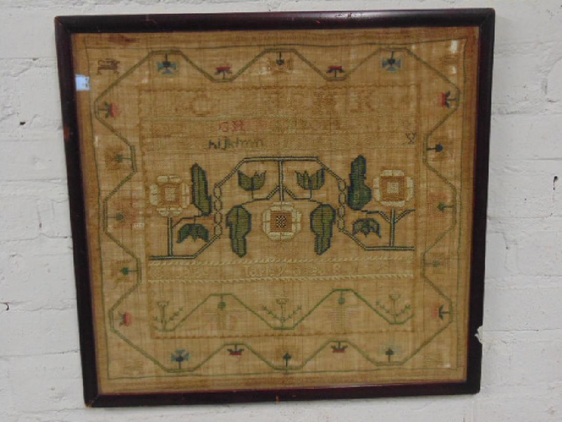 Sampler, alphabet, floral,1801, Elizabeth Harley (1 of 8)