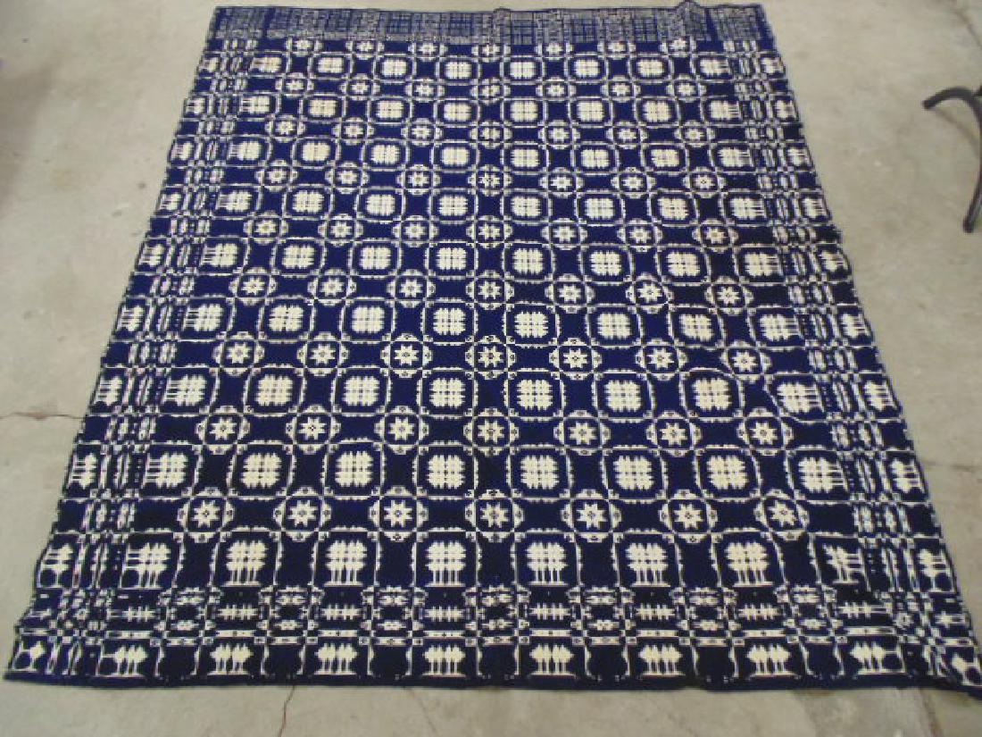 Blue & white coverlet, 86" by 77" (1 of 9)