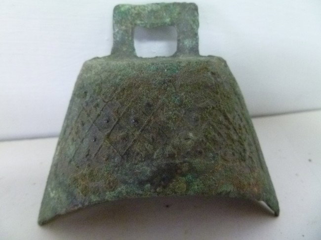 Warring States Bronze BELL: These bells have turned up in multiples among grave goods (mingqi) in the 4th and 3rd centuries BC suggesting they were money substitutes for certain regions of central China. With thin bronze walls,