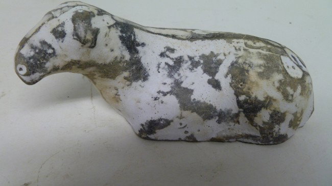 SHEEP Tomb Companion: White-coated Greyware Sheep that was Mingqi from the Han Dynasty or thereabouts. White was the color of Immortality and Transformation of the Spirit into the next world, and coated animals for the tom