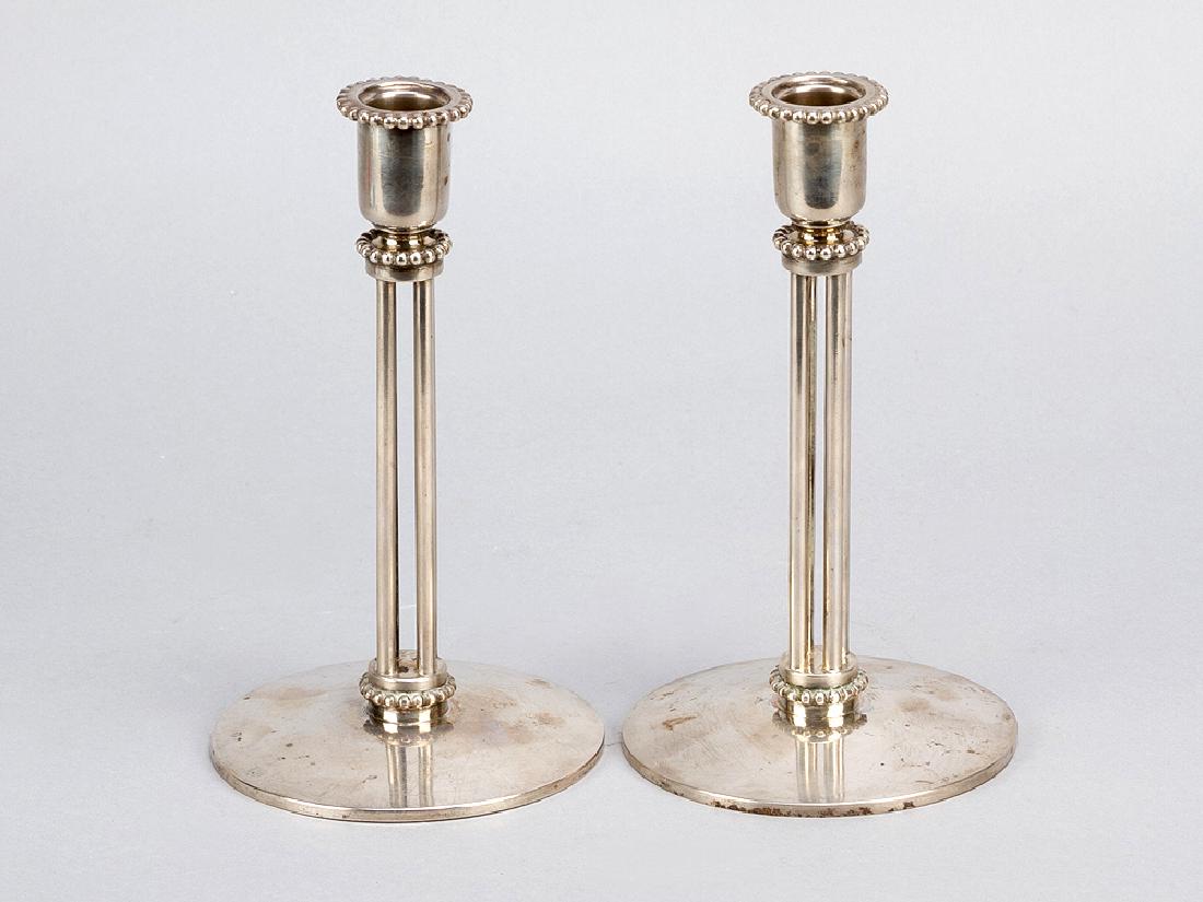 Pair of Austrian Jugendstil silver candle sticks (1 of 3)