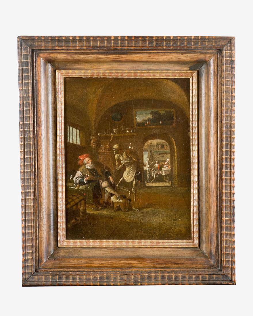 Frans Francken the Younger (1581-1642): Frans Francken the Younger (1581-1642), Allegory of the last music; oil on canvas, framed. Dimensions: 25x19cm