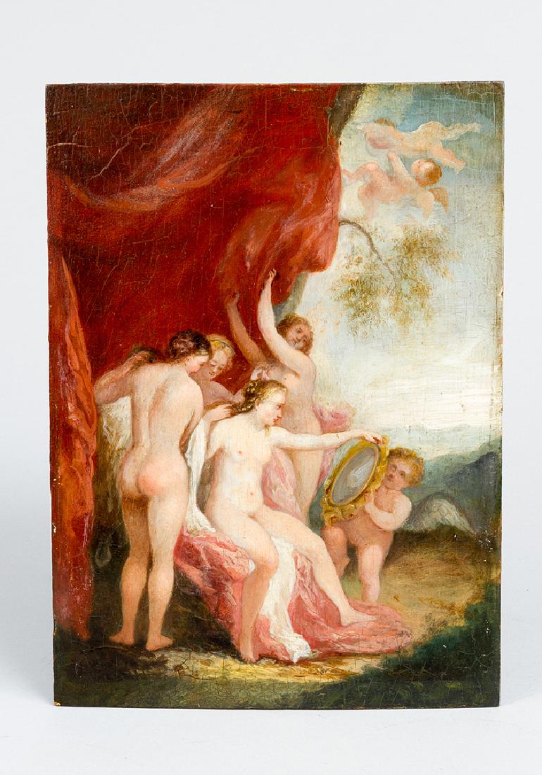 Gavin Hamilton(1723-1798)- attributed: Gavin Hamilton (1723-1798)-attributed, , toilette of Venus oil of wooden panel 26,5x18,5cm