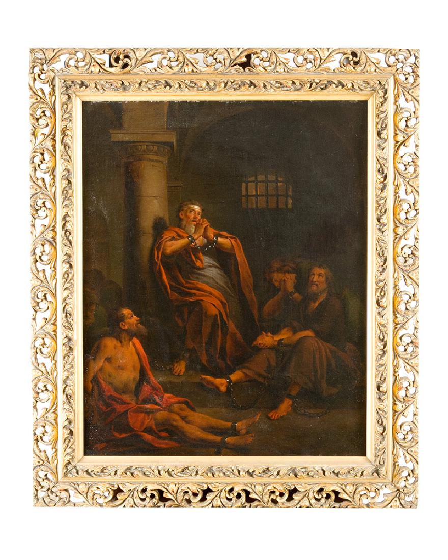 Jean-Baptiste Jouvenet (1644-1717)-attributed: Jean-Baptiste Jouvenet (1644-1717)-attributed, scene with prisoners, oill on canvas, framed. 86x67cm