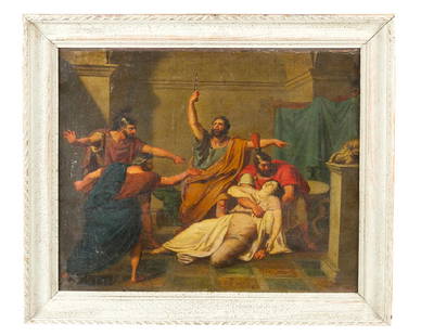 Vincenzo Camuccini (1771-1844)-attributed: Vincenzo Camuccini (1771-1844-attributed, classical Scene Oil on Canvas, framed 36x45cm