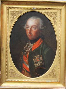 Joseph Hickel (1736- 1807) circle: Joseph Hickel (1736- 1807) circle, portrait of Joesph II and Maria Theresia, oil on canvas, in gilded classicist frames, with lead mounts and oval passepartout, a pair.