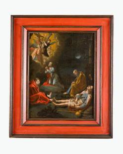 Adam Elsheimer (1578-1610)-attributed: Adam Elsheimer (1578-1610)-attributed, the Agony in the garden oil on oak panel framed