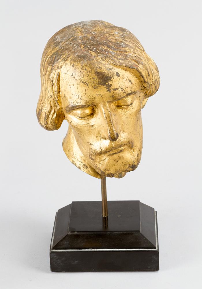 Joseph Bernard (1866 ï¿½ 1931) ï¿½ attributed: Joseph Bernard (1866 ï¿½ 1931) ï¿½ attributed, male head portrait, bronze cast, with remains of original gilding, on wooden ebonized base, around 1920/30. Dimensions: Total height: 35 cm