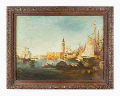 Vincenzo Chilone (1758-1839)-circle: Vincenzo Chilone (1758-1839)-circle, Venice, oil on wooden board, framed. Dimensions: 47x63cm