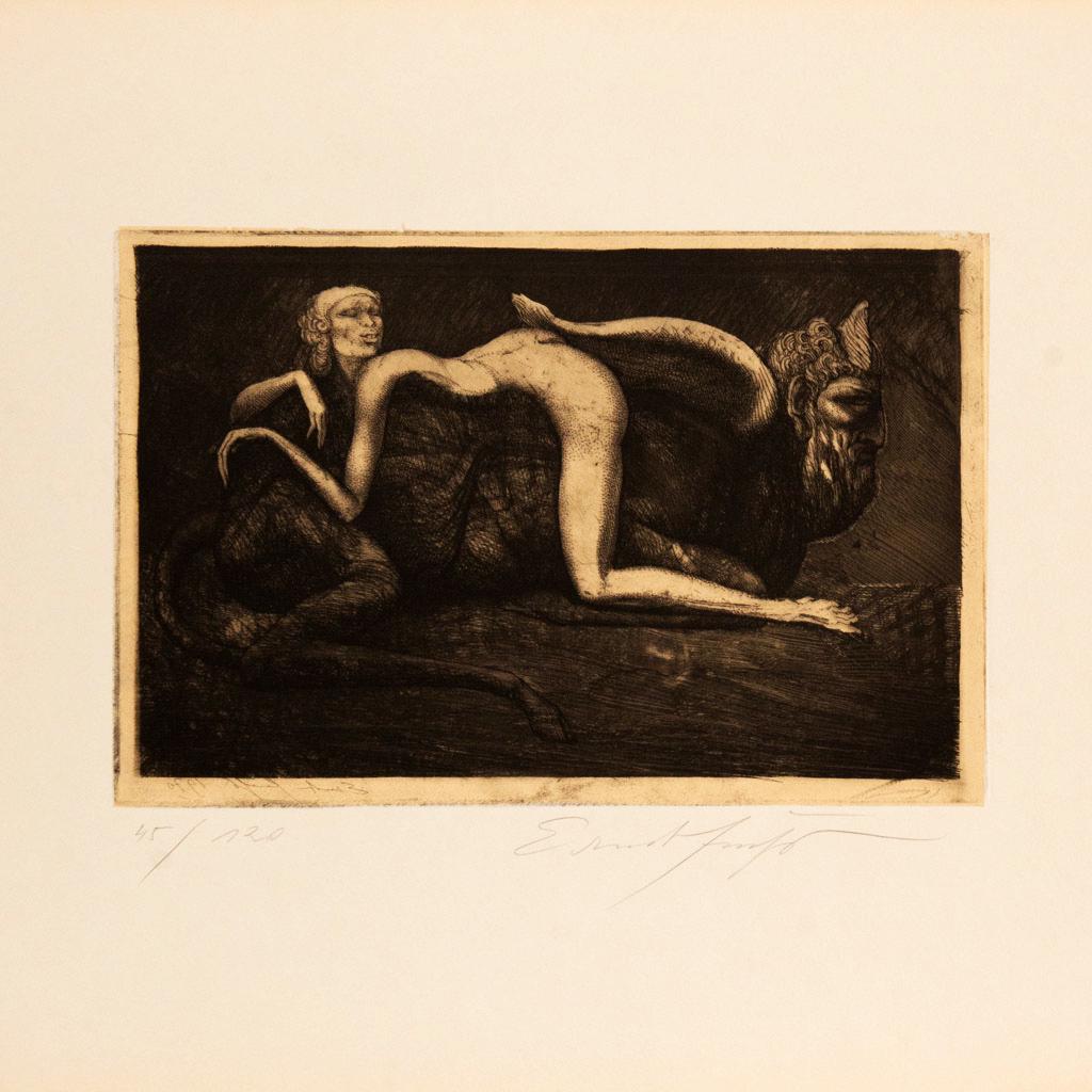 Ernst Fuchs (1930-2015)-graphic: Ernst Fuchs (1930-2015)-graphic, Odalisque, etching on paper, hand signed and signed on the stone, numbered. 42x55cm